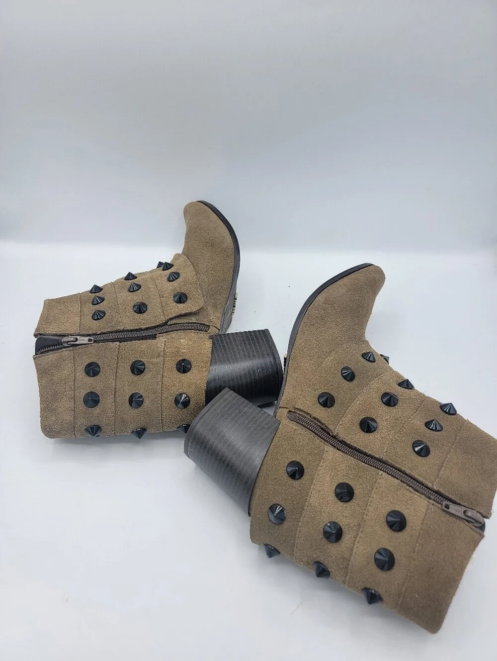 FerrucciStudded Suede Ankle Boots - Olive Taupe